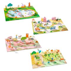 Escenarios tridimensionales con pegatinas reutilizables Granja - Djeco