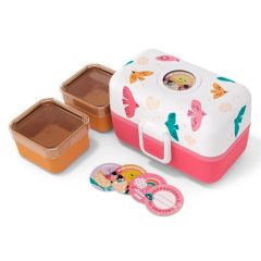 Fiambrera triple compacta polipropileno rosa pájaros (sin BPA) 800 ml - Monbento