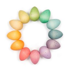 Huevos de madera colores pastel (12) - Grapat