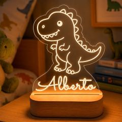Lámpara personalizada dinosaurio nombre - Metacrilato y madera
