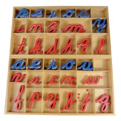 Letras alfabeto móvil grande cursiva minúsculas de madera - Montessori