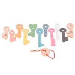 Llaves de madera para enhebrar y contar (12) - TickiT