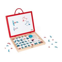 Maletín-pizarra reversible magnética de madera con letras enlazadas - Janod