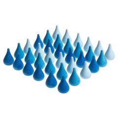 Mandala gotas con 36 gotas de agua de madera colores azules - Grapat