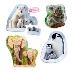 Set de 10 maxi puzles siluetas Animales y sus crías - Akros