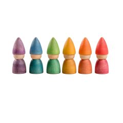 Muñecos Nins® Tomtens de madera de colores arcoíris (6) - Grapat