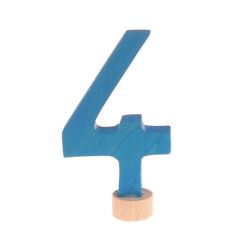 Número 4 clásico de madera azul para calendario anual circular y para la espiral - Grimm's