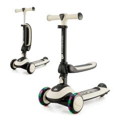 Patinete evolutivo 2 en 1 Halley blanco piedra con luces - Kinderkraft