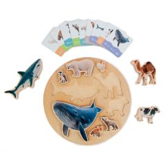 Puzle de madera encajable animales distintos hábitat y tarjetas - Andreu Toys