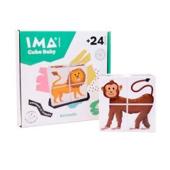 Rompecabezas con 4 cubos magnéticos Animales salvajes Ima Cube Baby - Braintoys