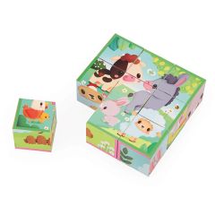 Rompecabezas con 9 cubos Granja - Janod