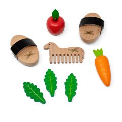 Set de alimentación y cuidado de madera para caballos - Astrup