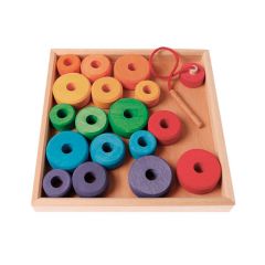 Set de 18 círculos de madera de colores para coser - Grimm's