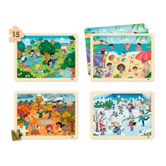Set de 4 puzles de madera: Las 4 estaciones - Akros