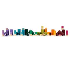 Set de muñecos La y tubos de madera de colores (36) - Grapat
