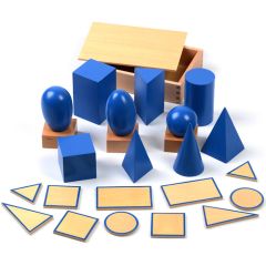 Kit sólidos geométricos de madera azules - Montessori