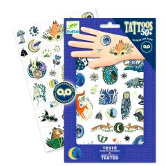 Tatuajes animales nocturnos que brillan en la oscuridad - Djeco