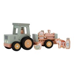 Tractor de madera con remolque y accesorios - Little Dutch