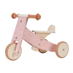 Triciclo de madera rosa flores - Little Dutch
