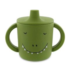 Vaso de silicona con asas verde dinosaurio - Trixie